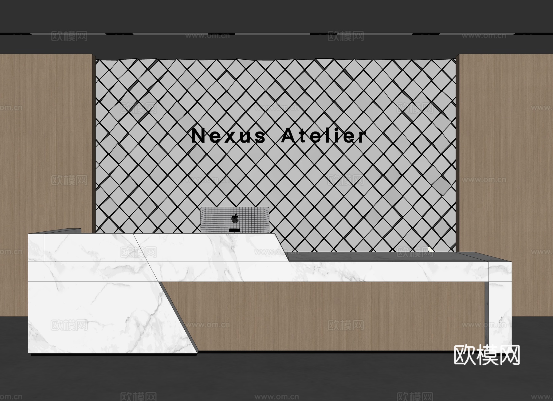 现代背景墙 前台背景墙 异形背景墙 方块起伏 公司形象墙 接su模型