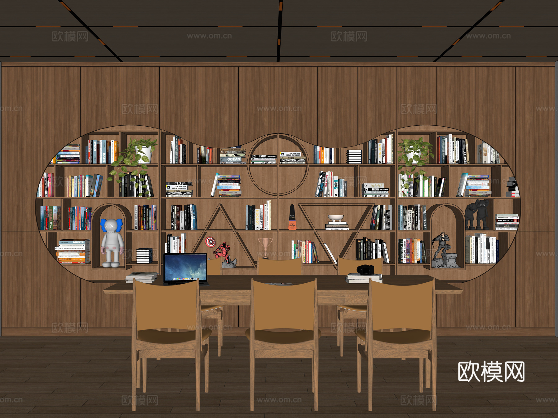 现代创意书柜 创意书架 展柜展架 置物架装饰架 图书馆书柜su模型su模型