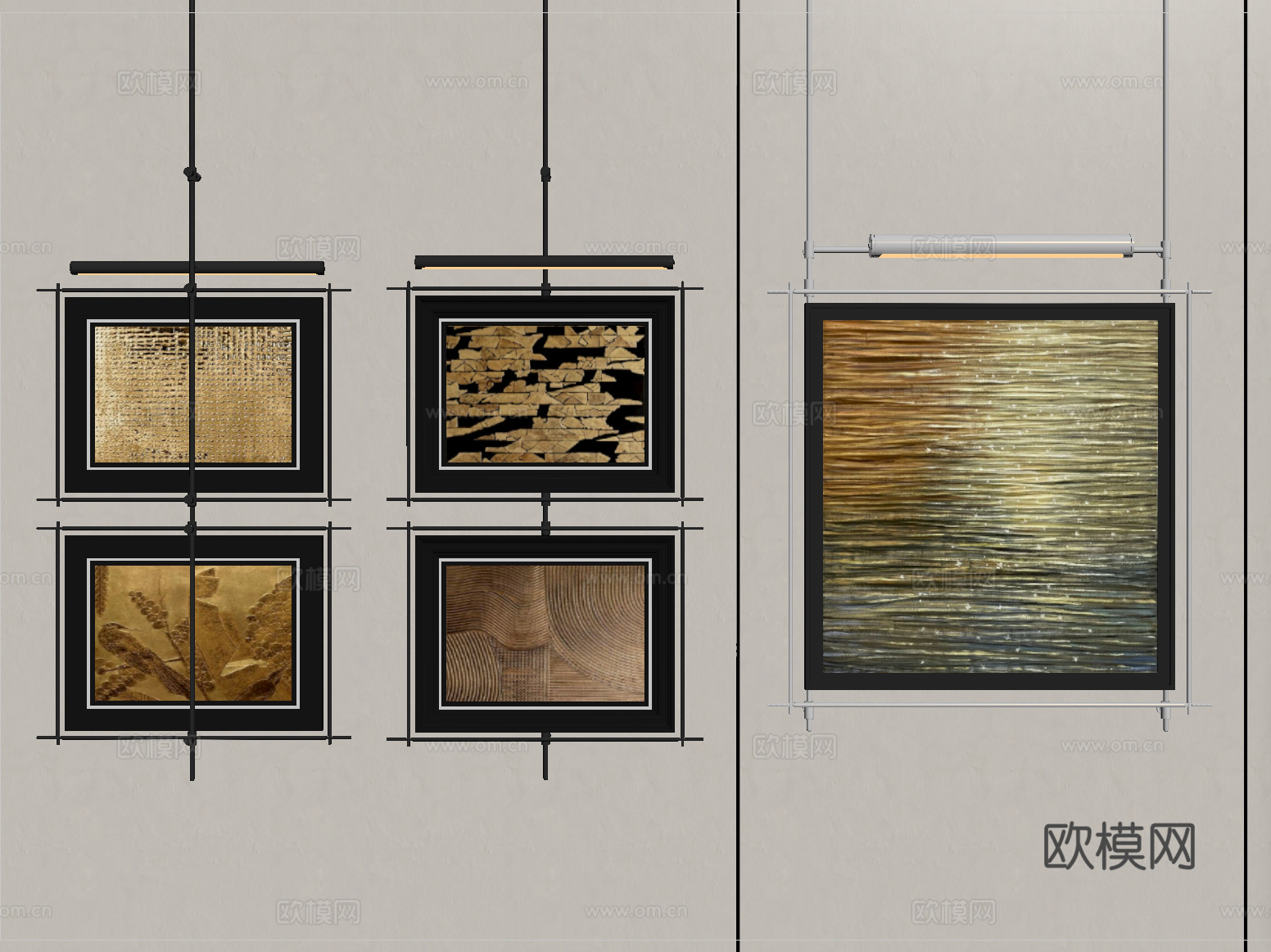 法式复古挂画 抽象挂画 装饰挂画su模型