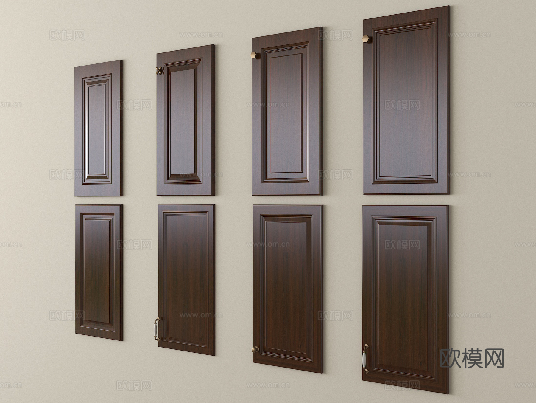 新中式门板 装饰门板护墙板su模型