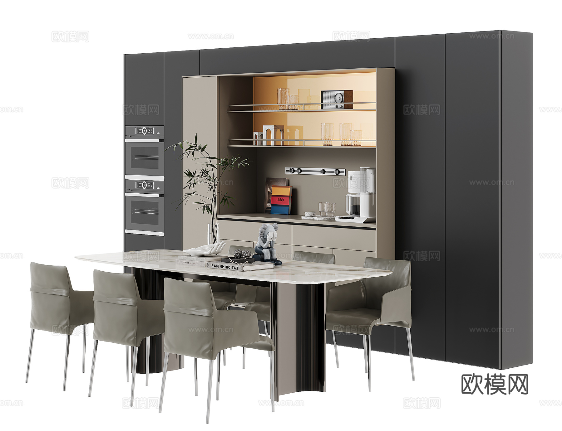 现代餐桌椅组合su模型