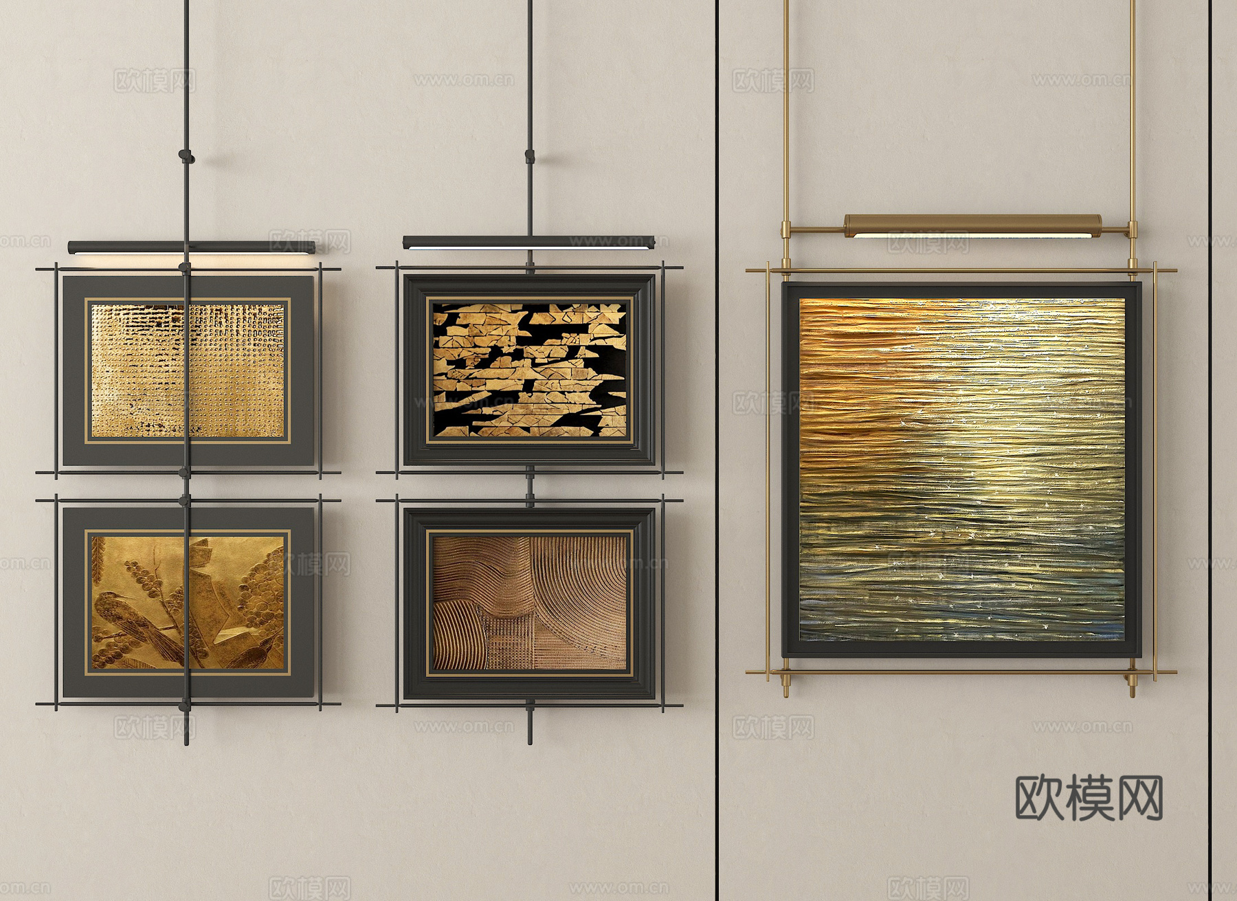 法式复古挂画 抽象挂画 装饰挂画su模型