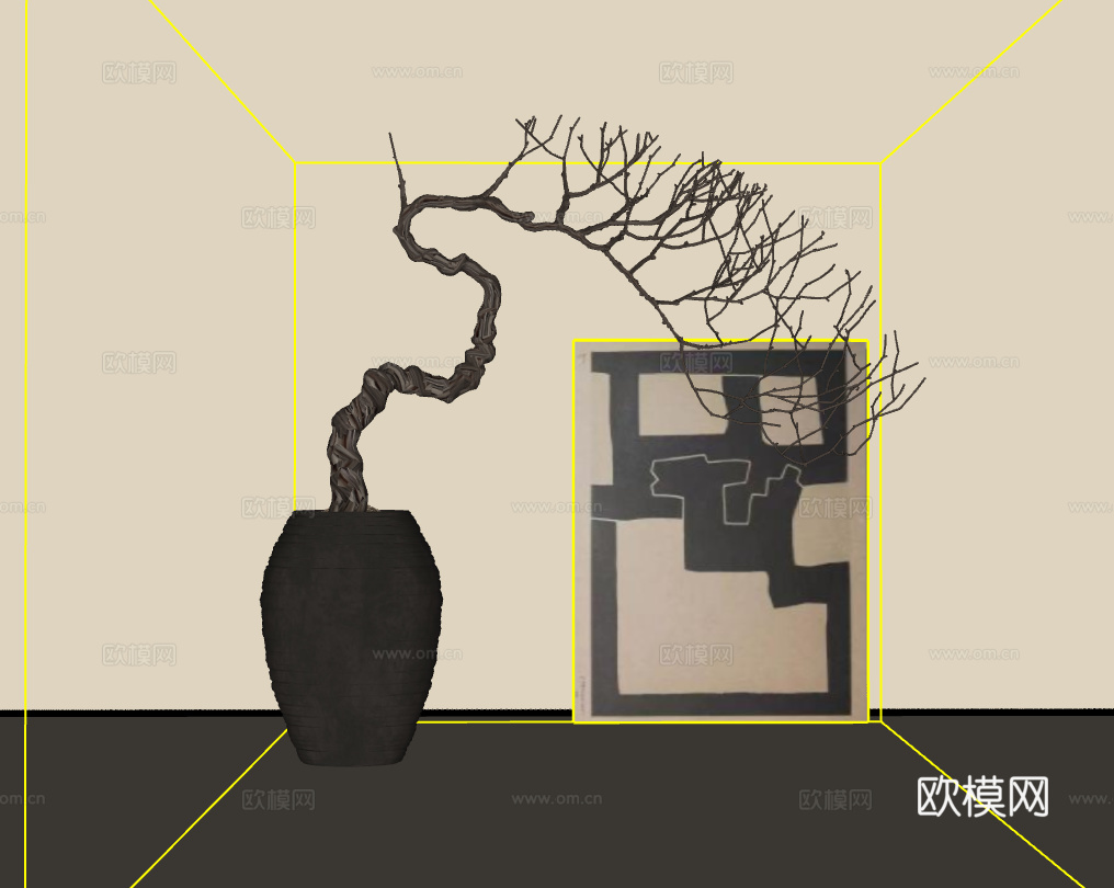 植物挂画su模型