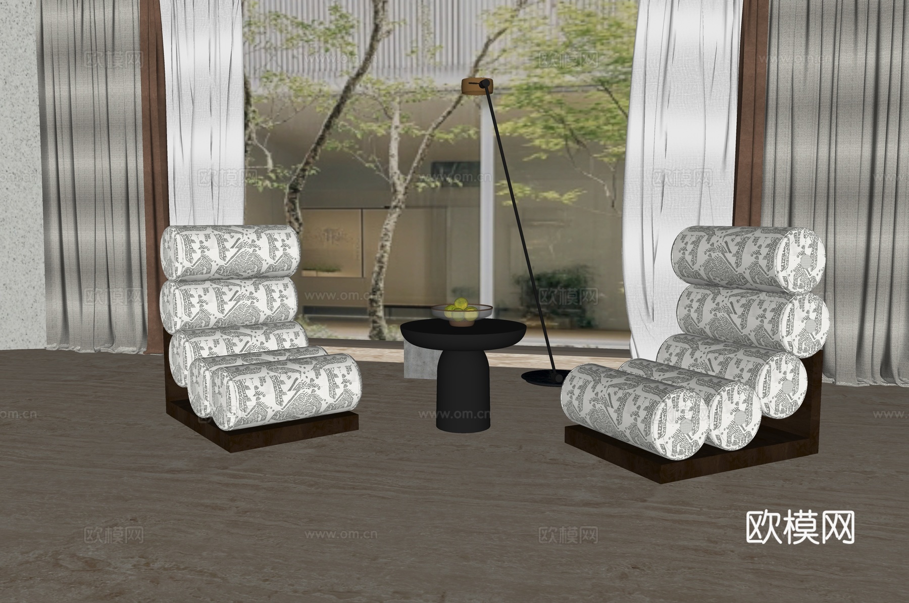 现代休闲桌椅组合su模型