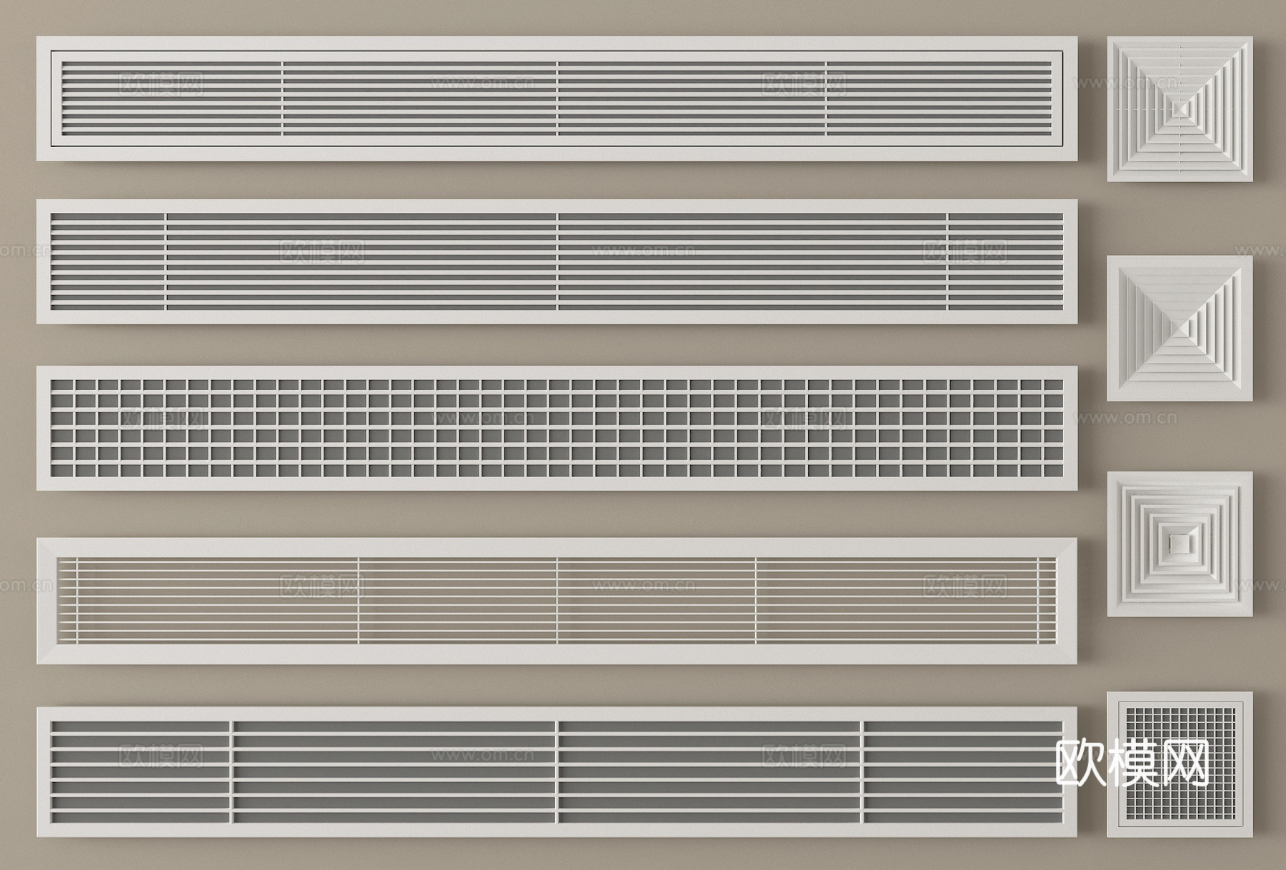 现代空调出风口 中央空调出风口 换气扇su模型