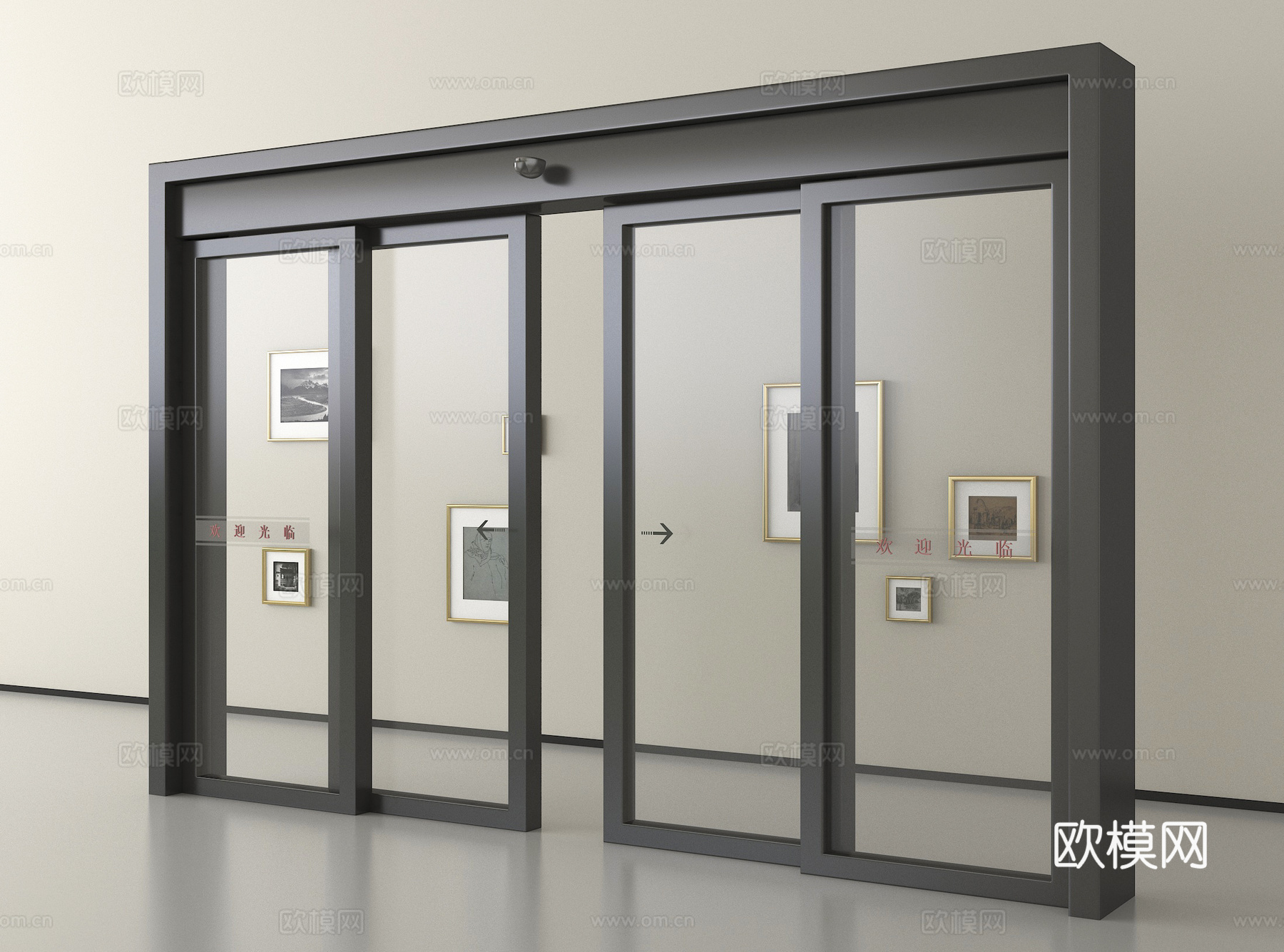 现代电动门 电动玻璃门 玻璃感应门 玻璃移门su模型