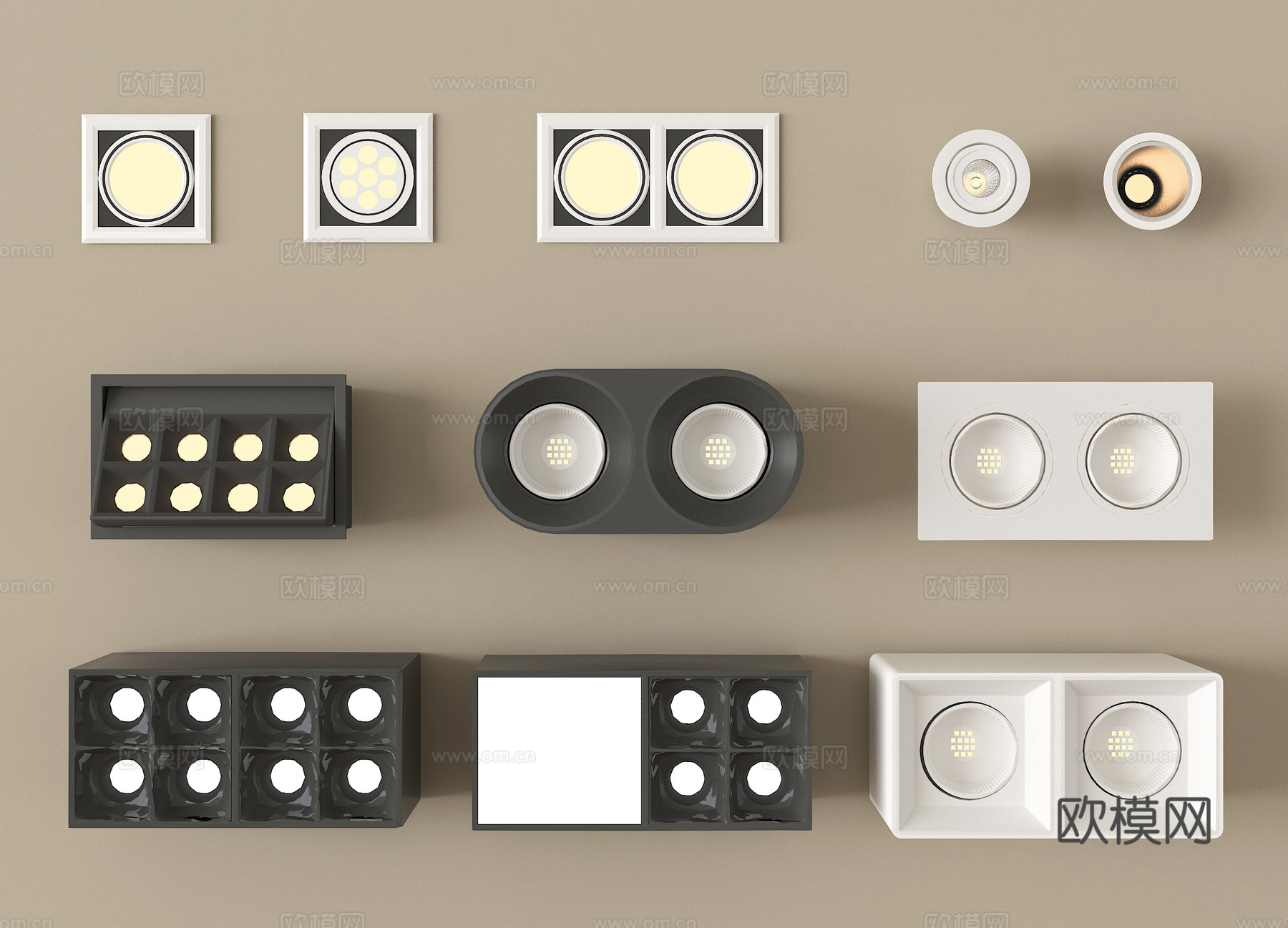 现代筒灯射灯 明装筒灯射灯su模型