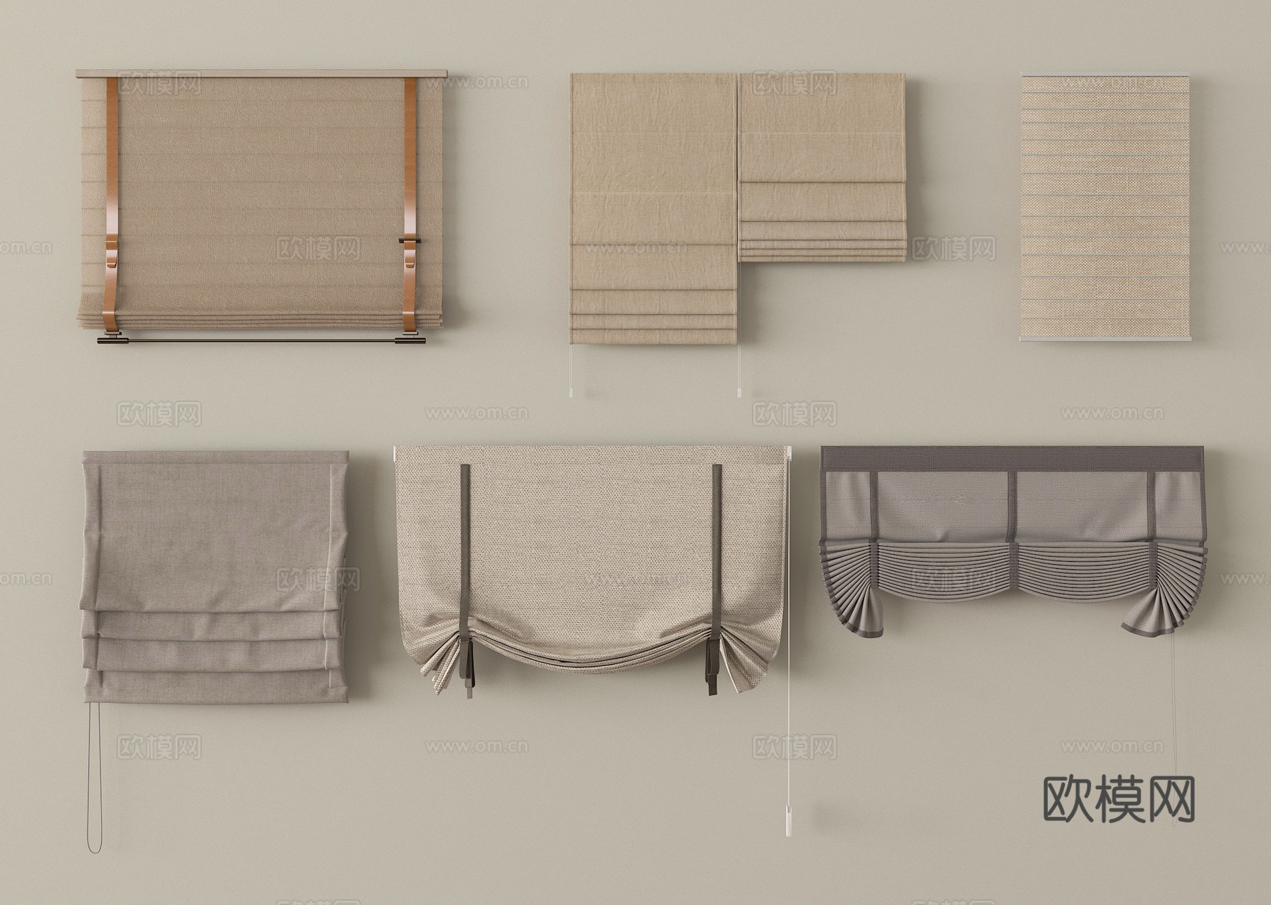 现代卷帘 布帘 罗马帘su模型