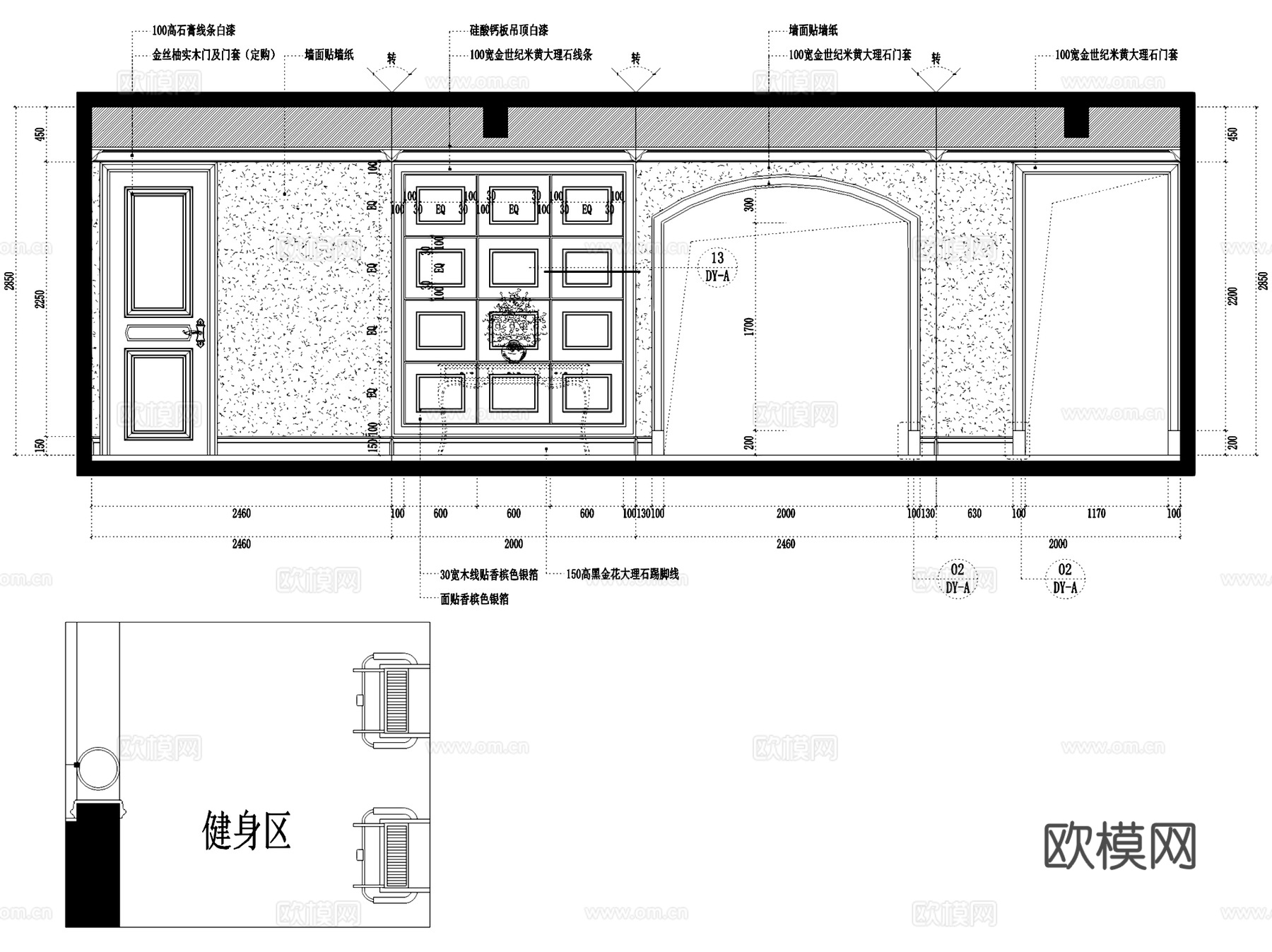 常州8#别墅地下室二层公区室内家装CAD施工图cad施工图