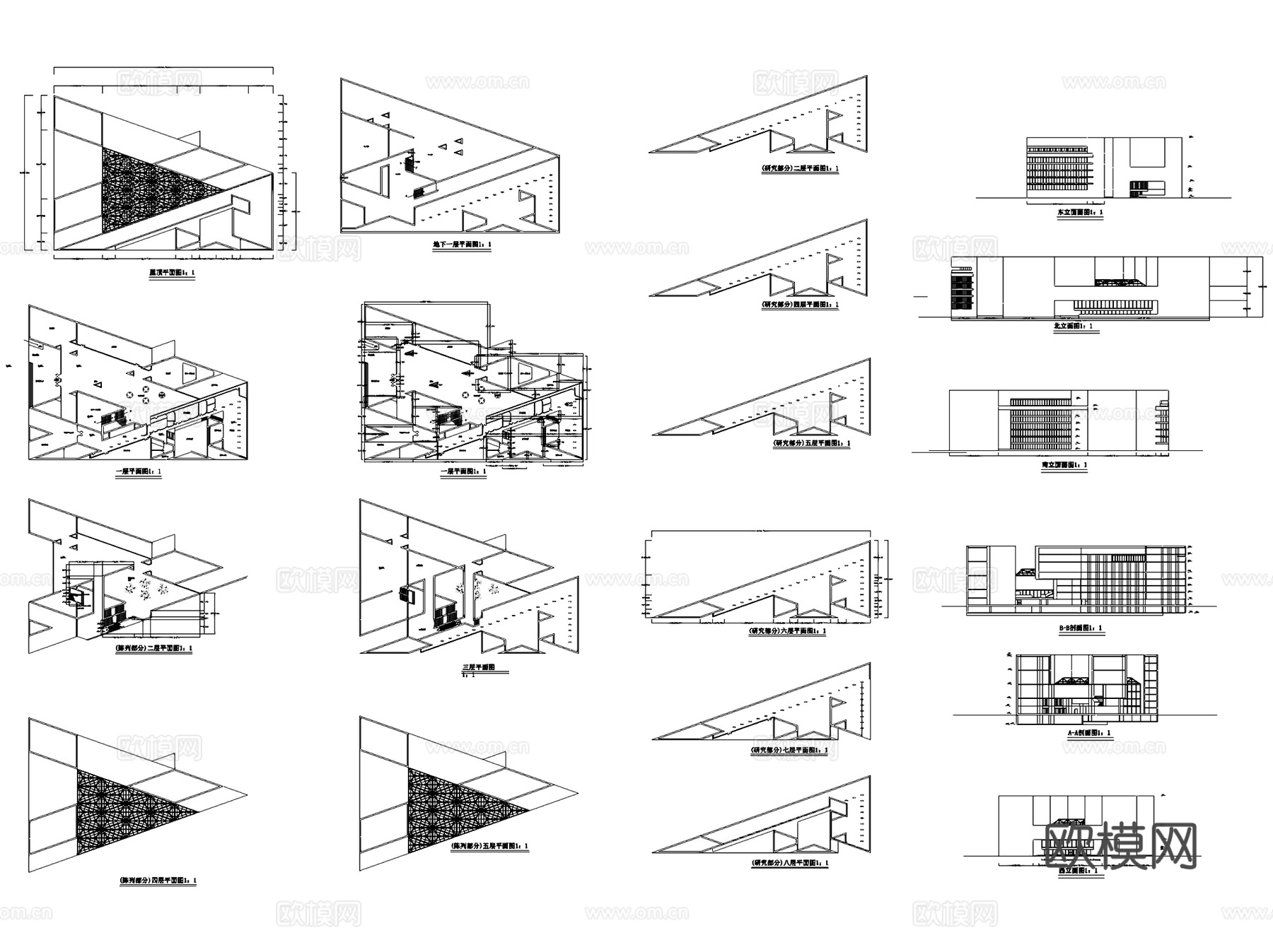 华盛顿国家美术馆东馆建筑CAD施工图+SUcad施工图