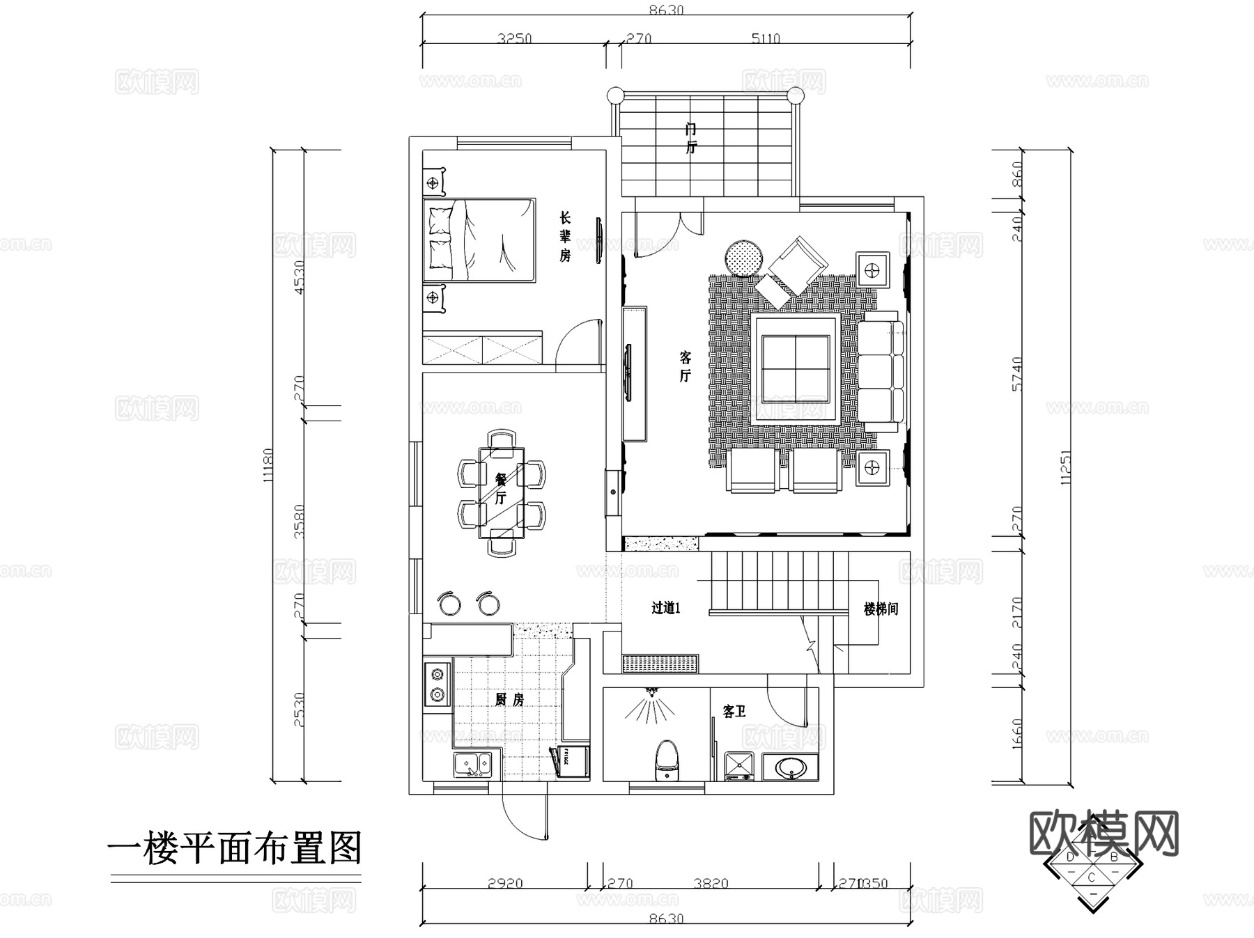 金源酒店后欧式三层别墅室内家装CAD施工图cad施工图