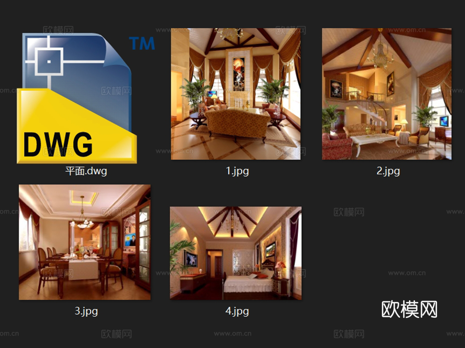 二层欧式别墅室内家装CAD施工图cad施工图