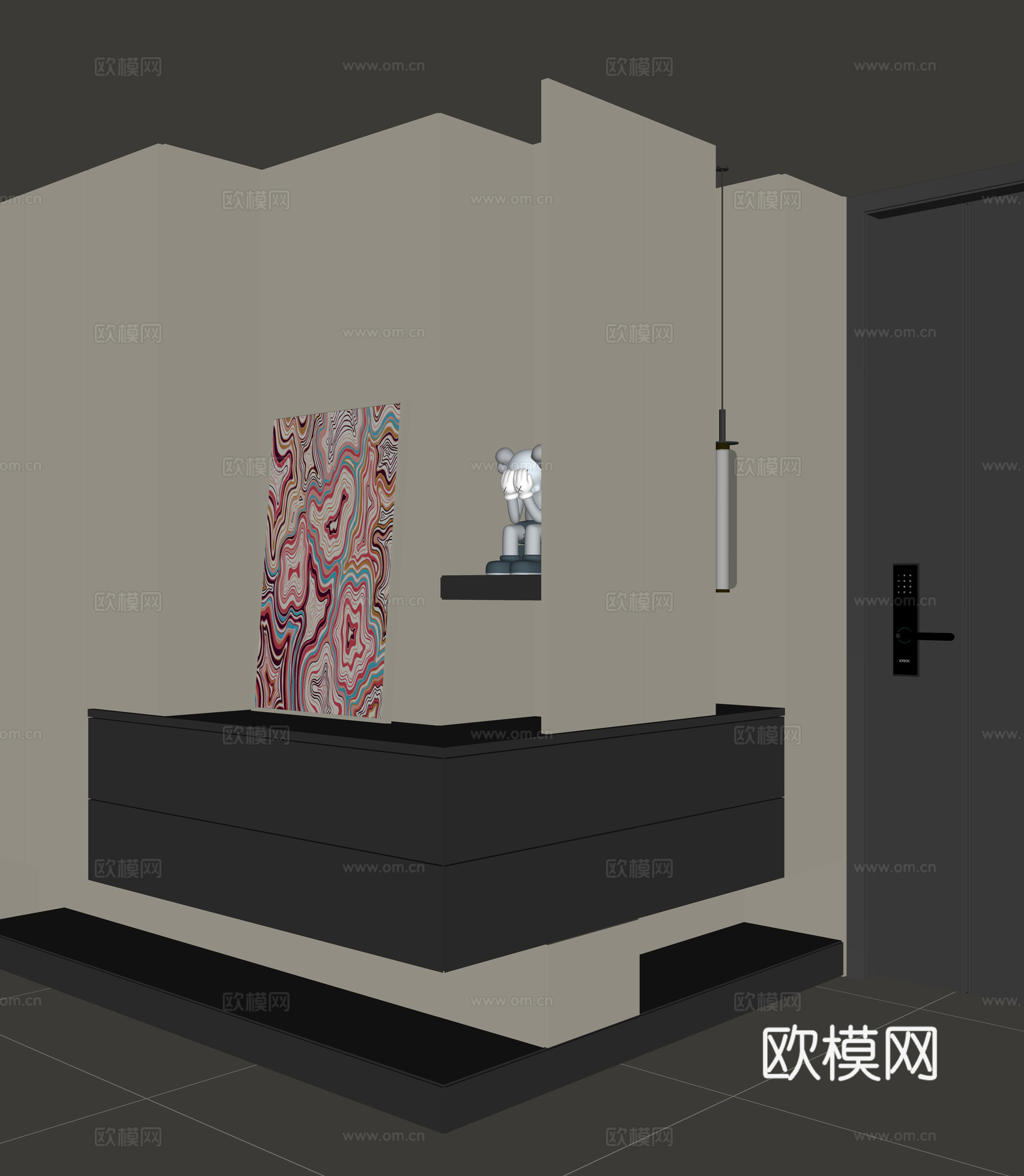 现代入户转角鞋柜su模型