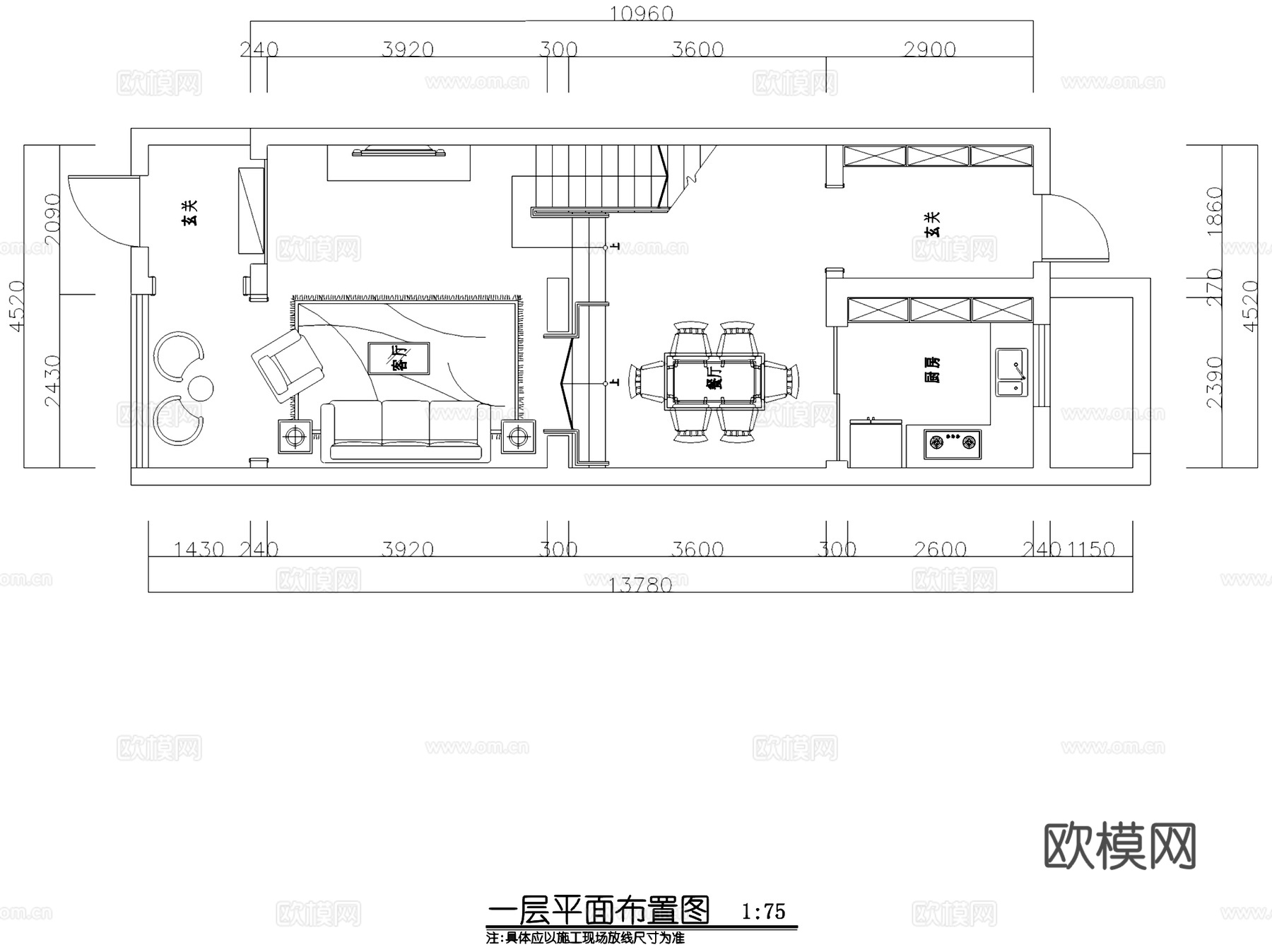 美式田园风三层别墅室内家装CAD施工图cad施工图