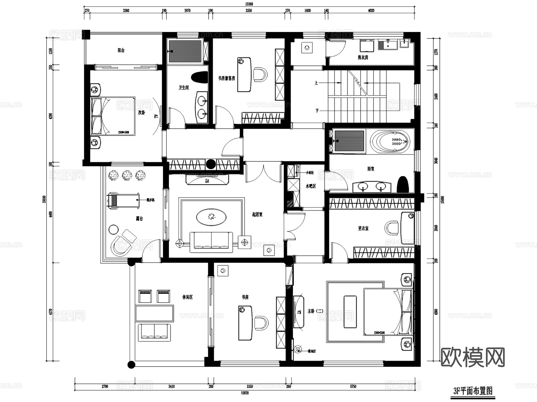虎溪59#中式四层别墅室内家装CAD施工图cad施工图