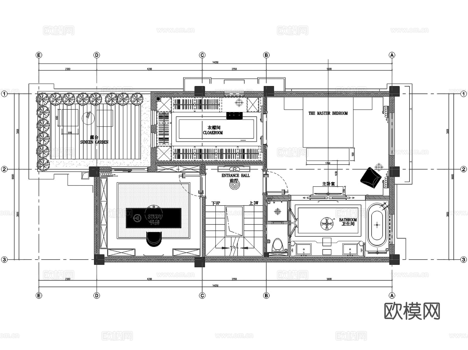 成都中洲中央公园T3三层别墅室内家装CAD施工图cad施工图