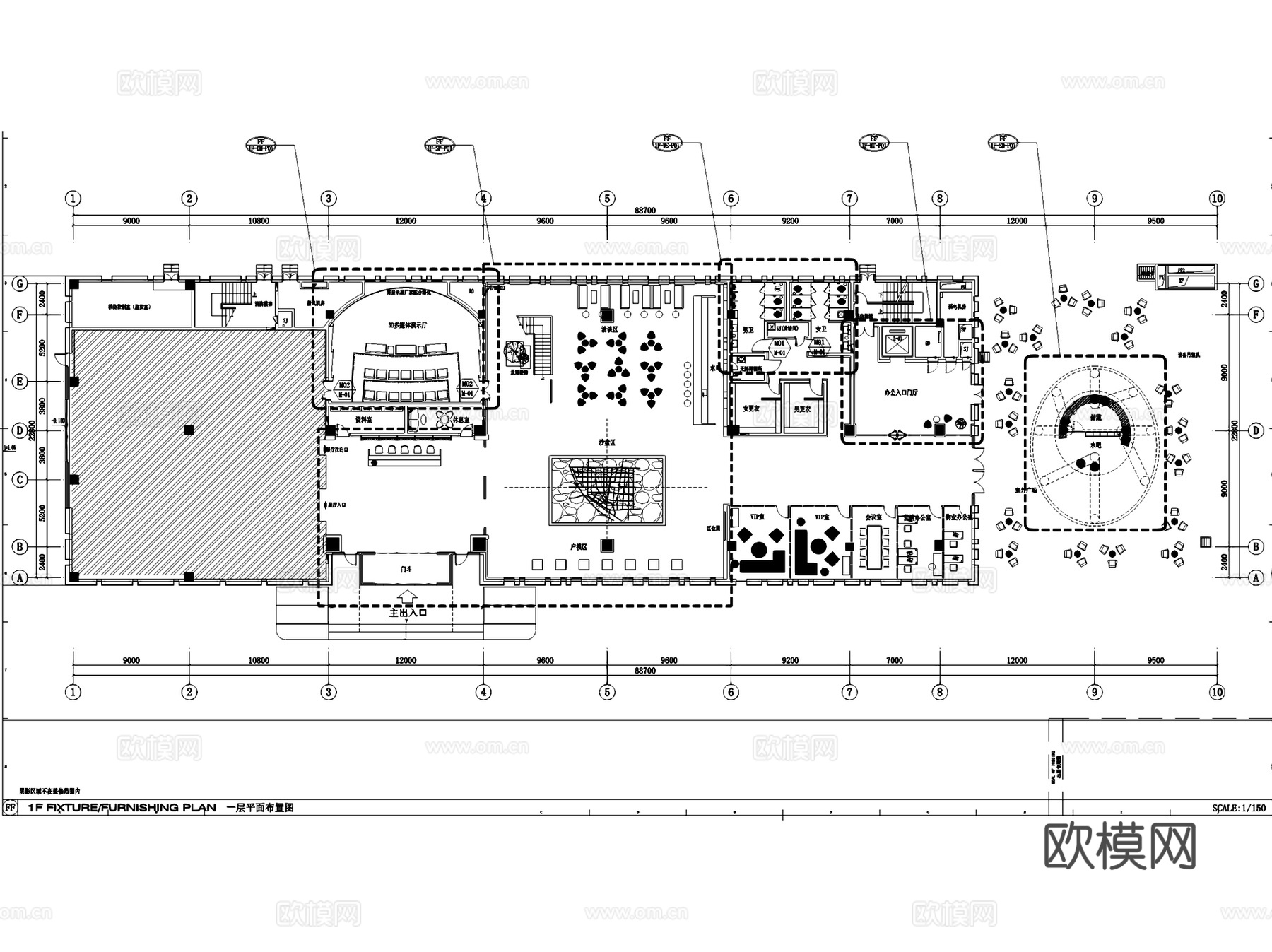 庞口农机制造交易中心产业规划馆室内工装CAD施工图整套cad施工图