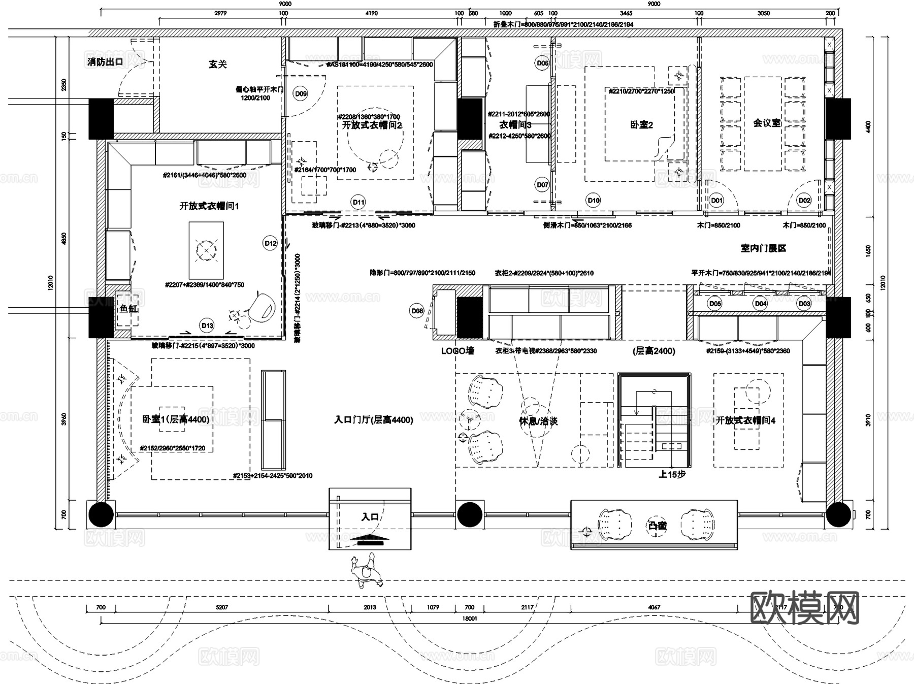 北京Fimes衣柜展厅室内工装CAD施工图cad施工图