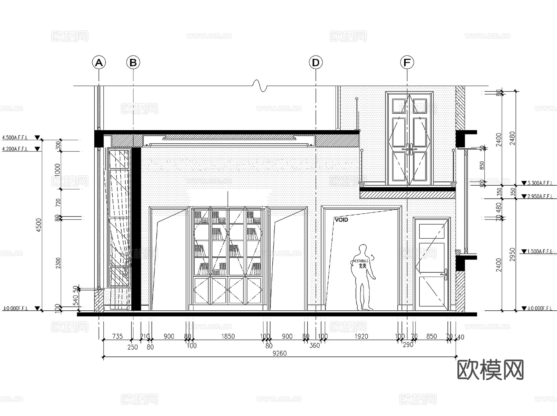 池州二层别墅办公住宅室内家装CAD施工图cad施工图