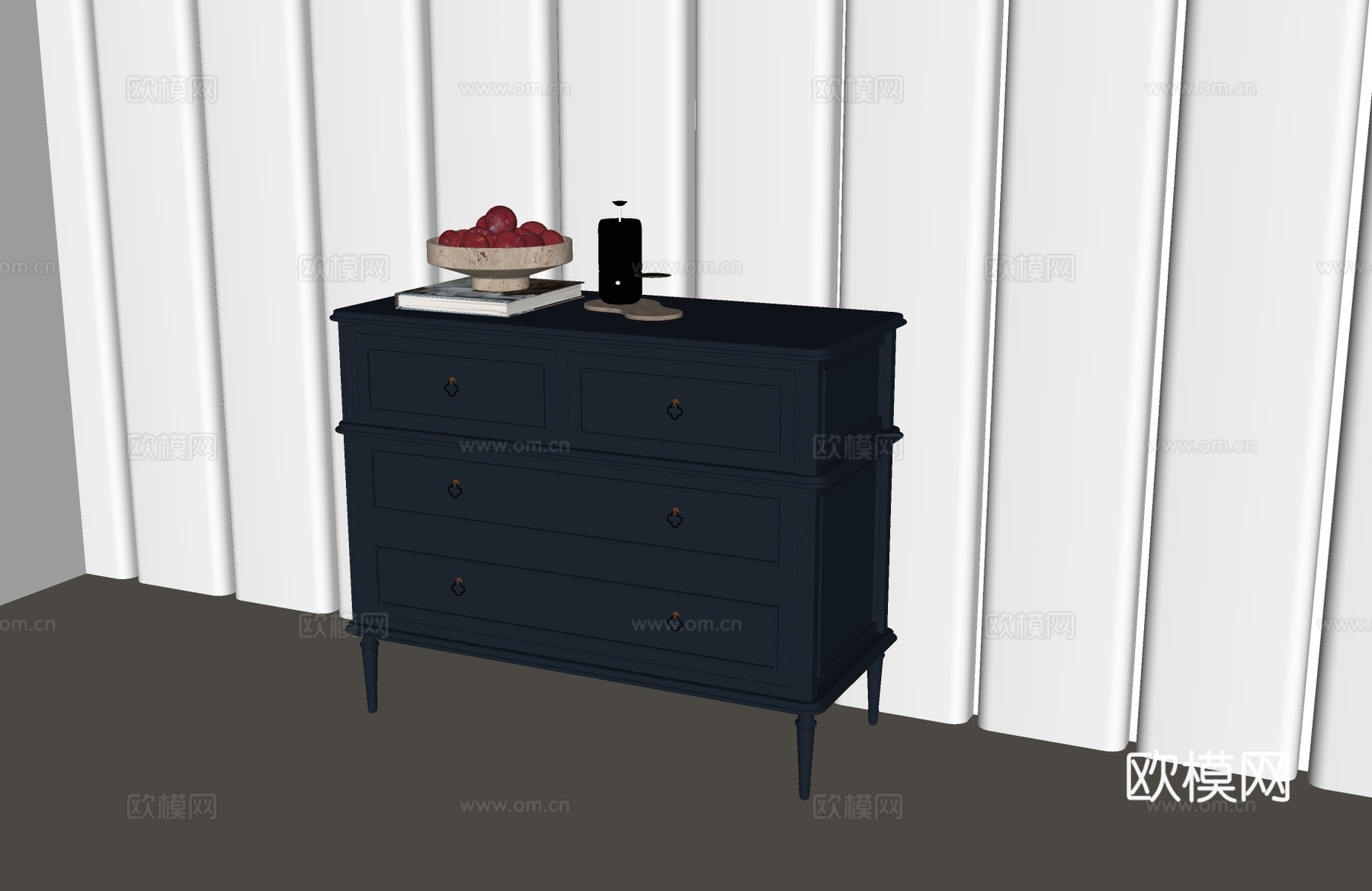 美式斗柜 美式边柜 美式装饰柜 美式玄关柜 现代美式玄关柜su模型