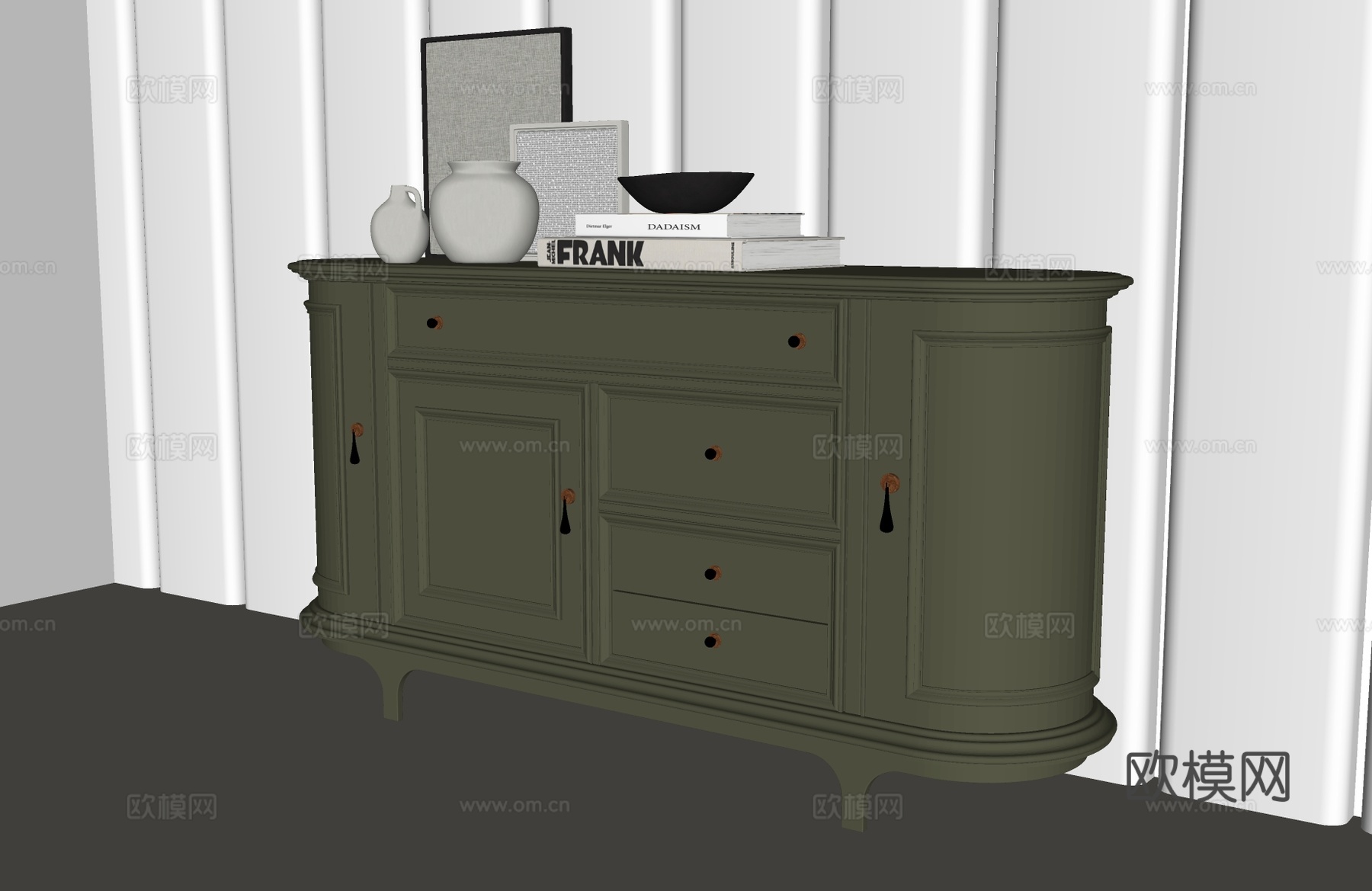 美式斗柜 美式边柜 美式装饰柜 美式玄关柜 现代美式玄关柜su模型