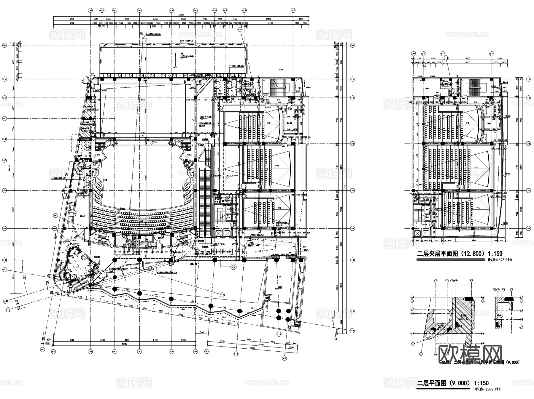 虹桥文化艺术中心 电影院改造室内工装CAD施工图+文本cad施工图