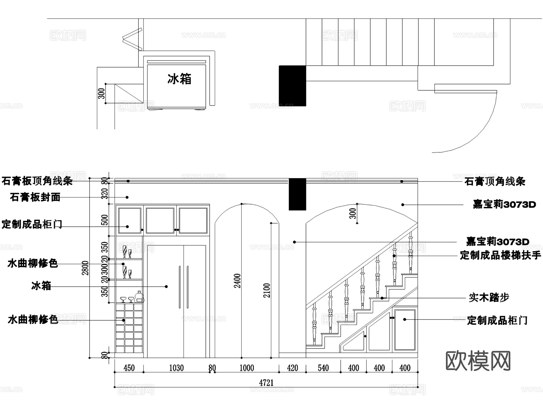 美式两层住宅跃层室内家装CAD施工图cad施工图