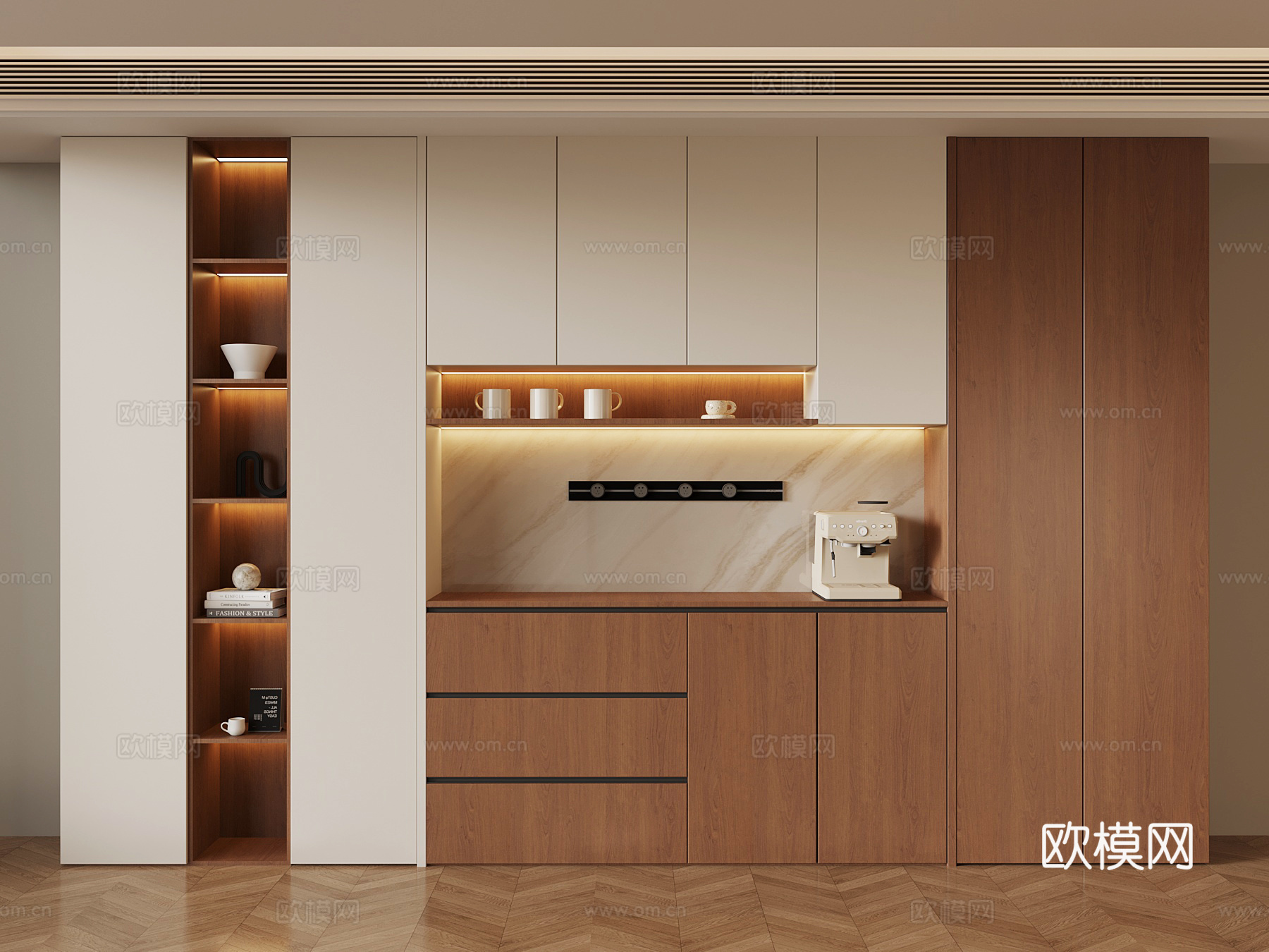 侘寂中古酒柜 餐边柜su模型