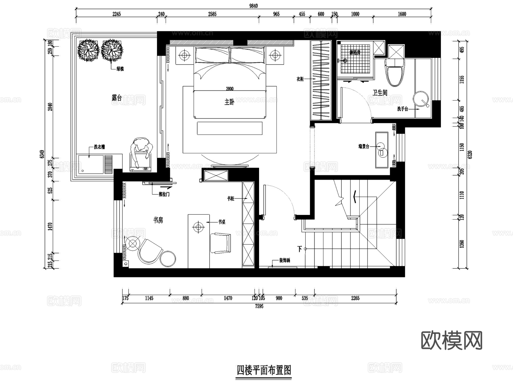 建瓯城市花园19栋西单园四层别墅室内家装CAD施工图cad施工图