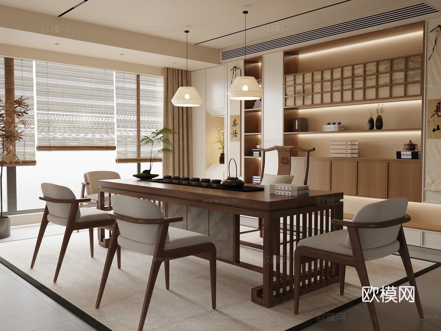 新中式茶室 宋氏茶室 茶桌椅 茶柜3d模型下载