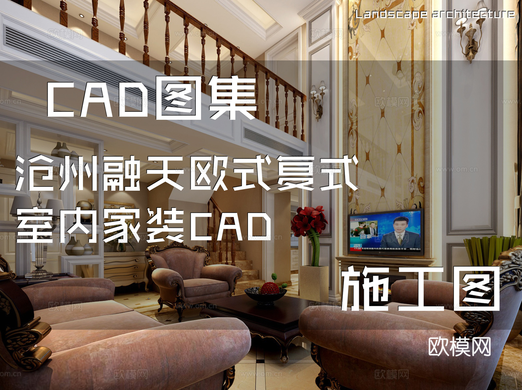 沧州融天欧式复式室内家装CAD施工图cad施工图