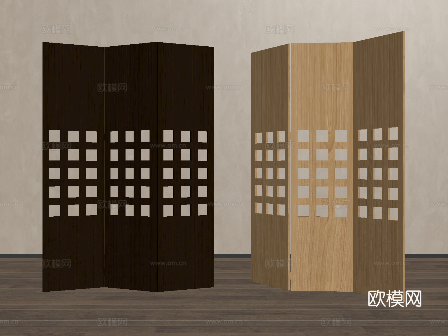 现代屏风隔断 实木隔断 折叠屏风隔断su模型