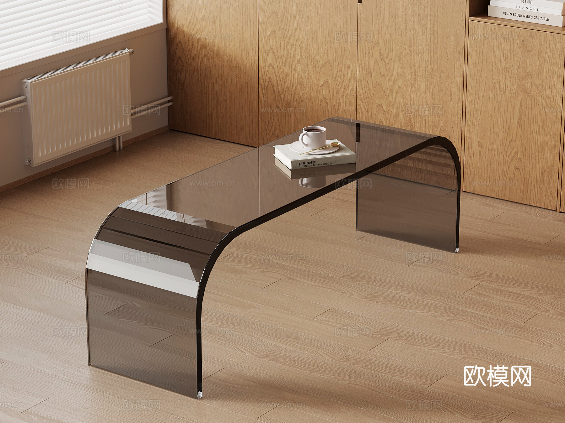 现代长凳 亚克力长凳su模型