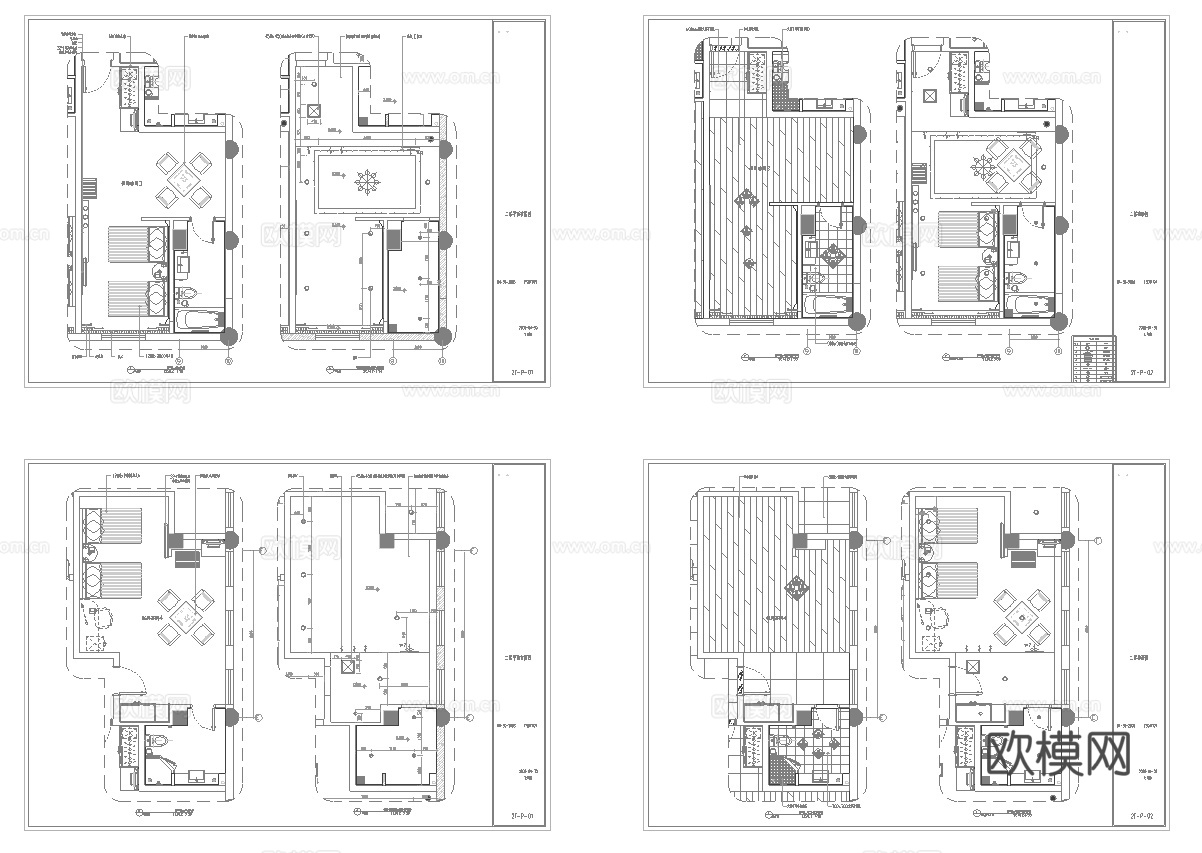 最新4套 棋牌室 施工图合集cad施工图