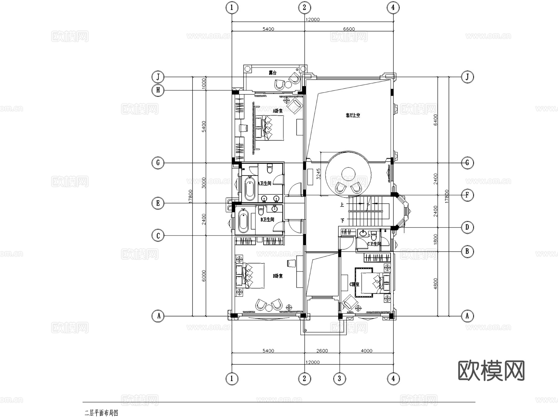 美式新古典三层别墅室内家装CAD施工图cad施工图