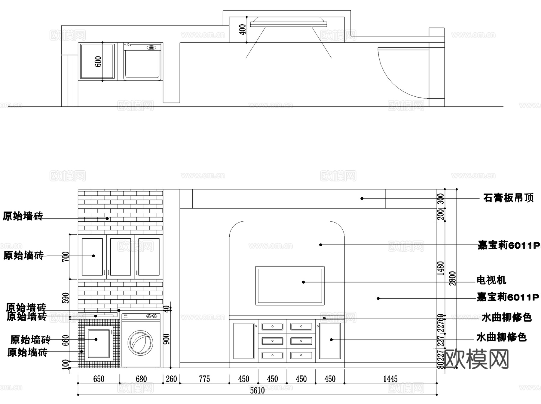 美式两层住宅跃层室内家装CAD施工图cad施工图