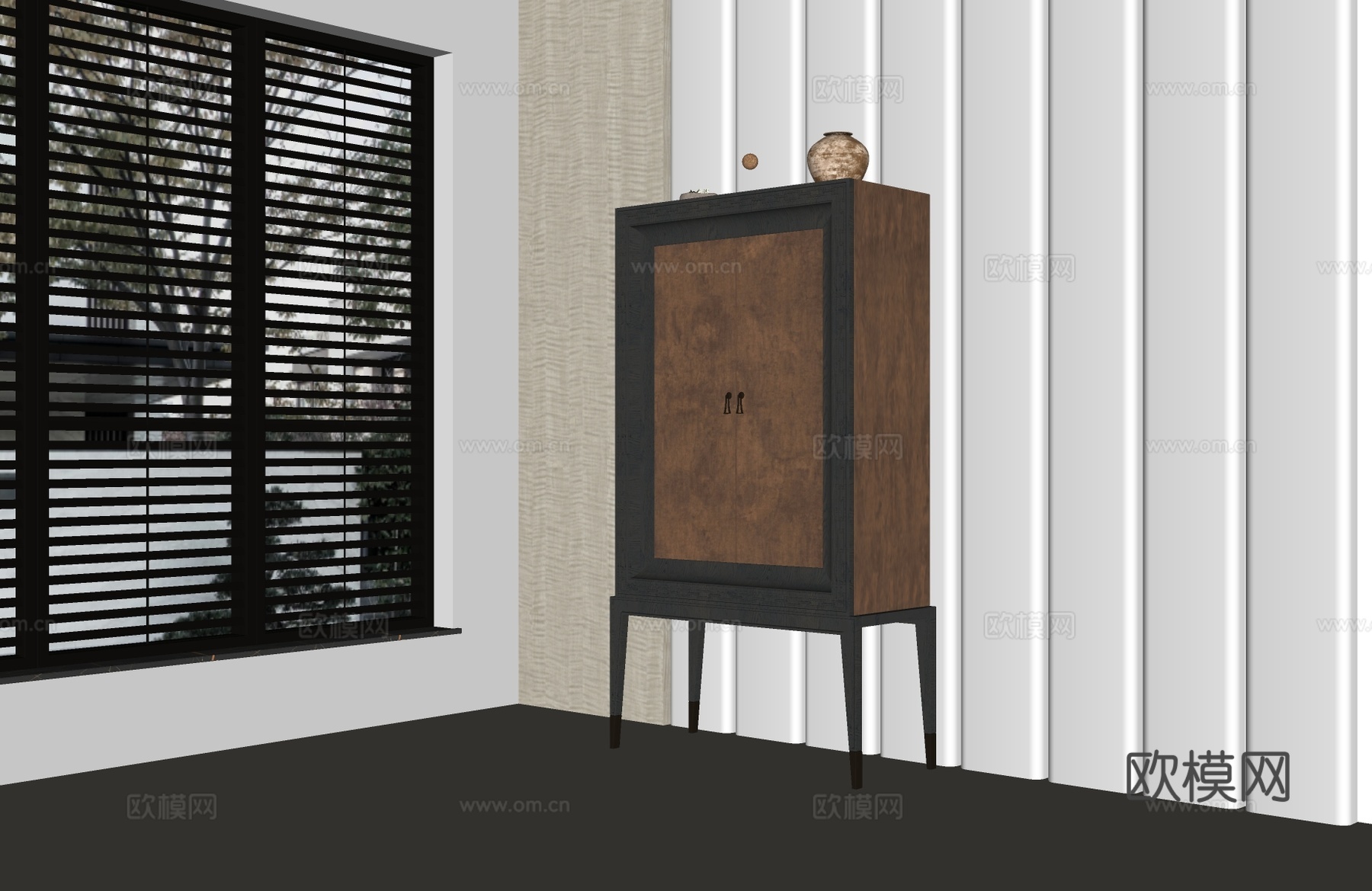 法式复古玄关柜 法式复古装饰柜 法式中古边柜 美式中古装饰柜su模型