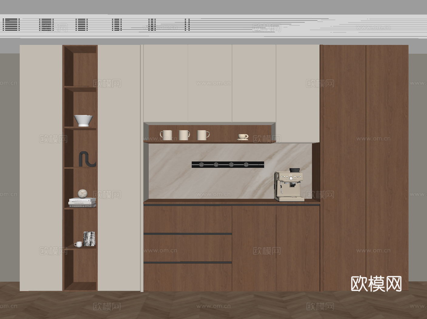 侘寂中古酒柜 餐边柜su模型