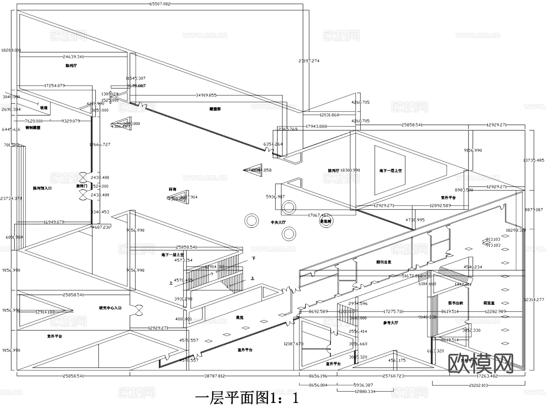 华盛顿国家美术馆东馆建筑CAD施工图+SUcad施工图