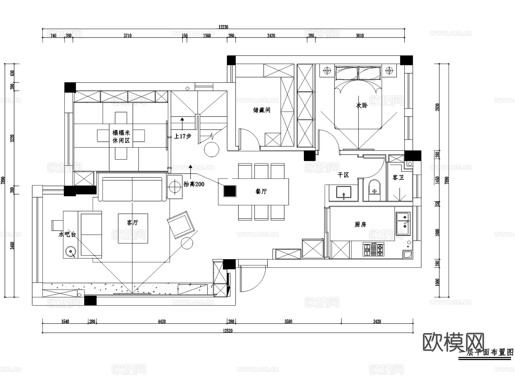 杭州江南名楼1-3-606二层别墅室内家装CAD施工图cad施工图