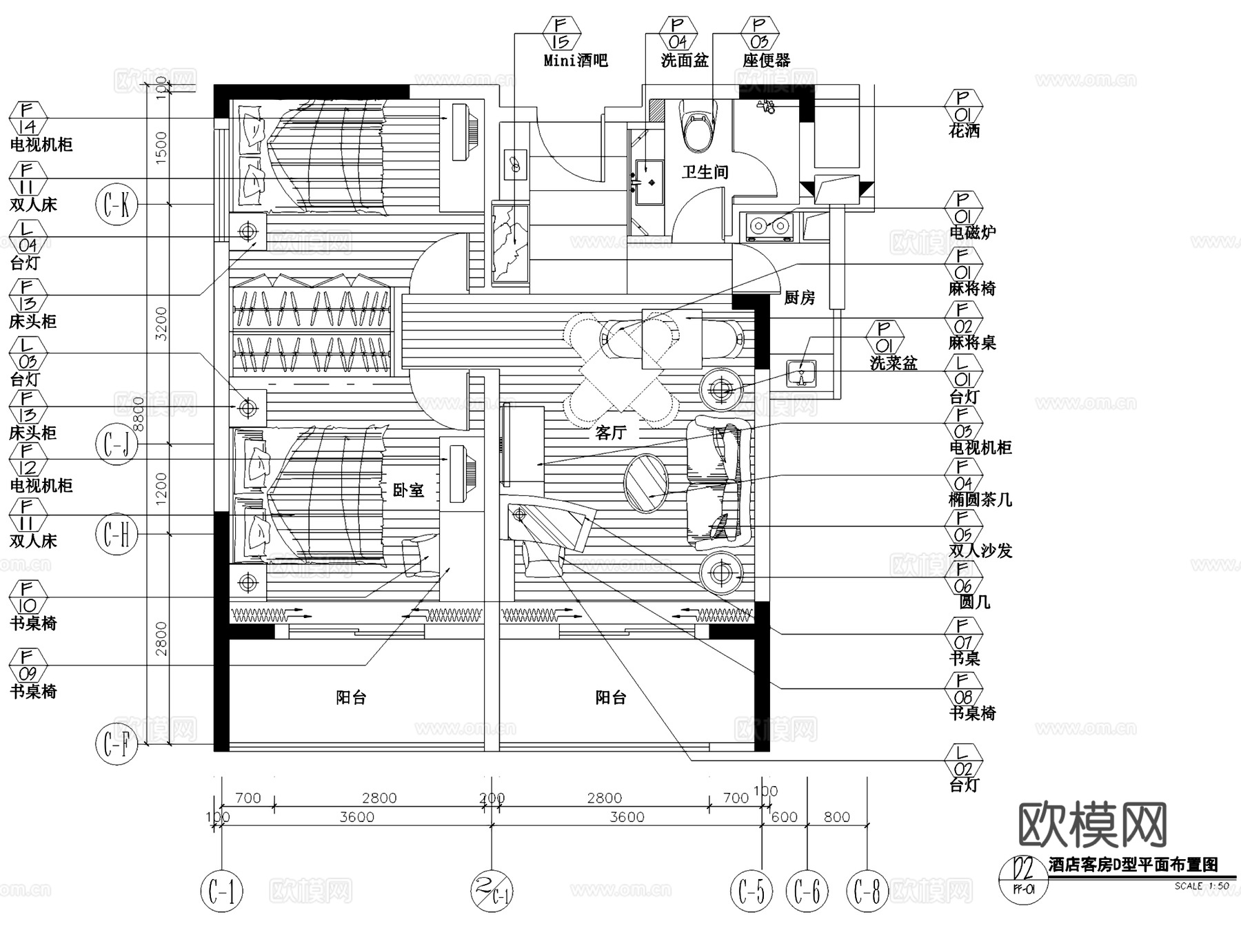泊岸雅苑酒店式公寓室内家装CAD施工图cad施工图