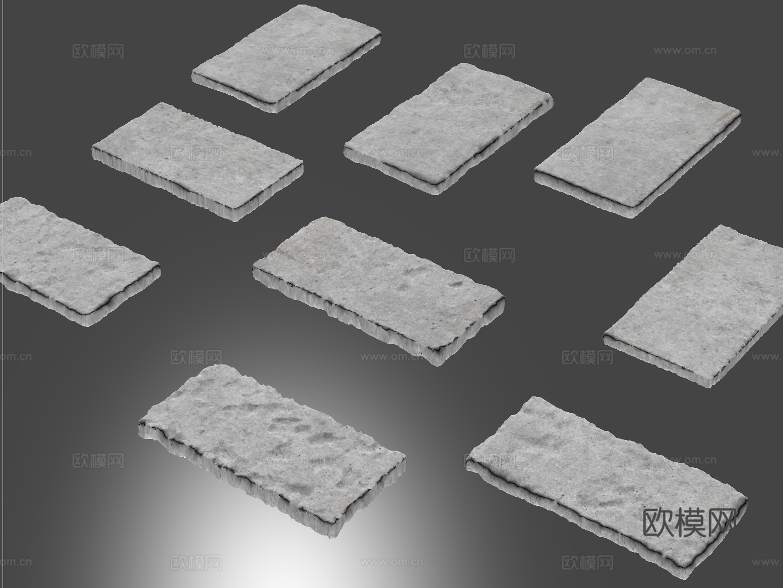 现代汀步 老石板 青石板 园林铺地su模型