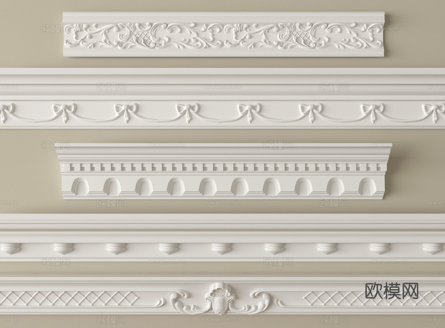 法式石膏线 石膏线条su模型