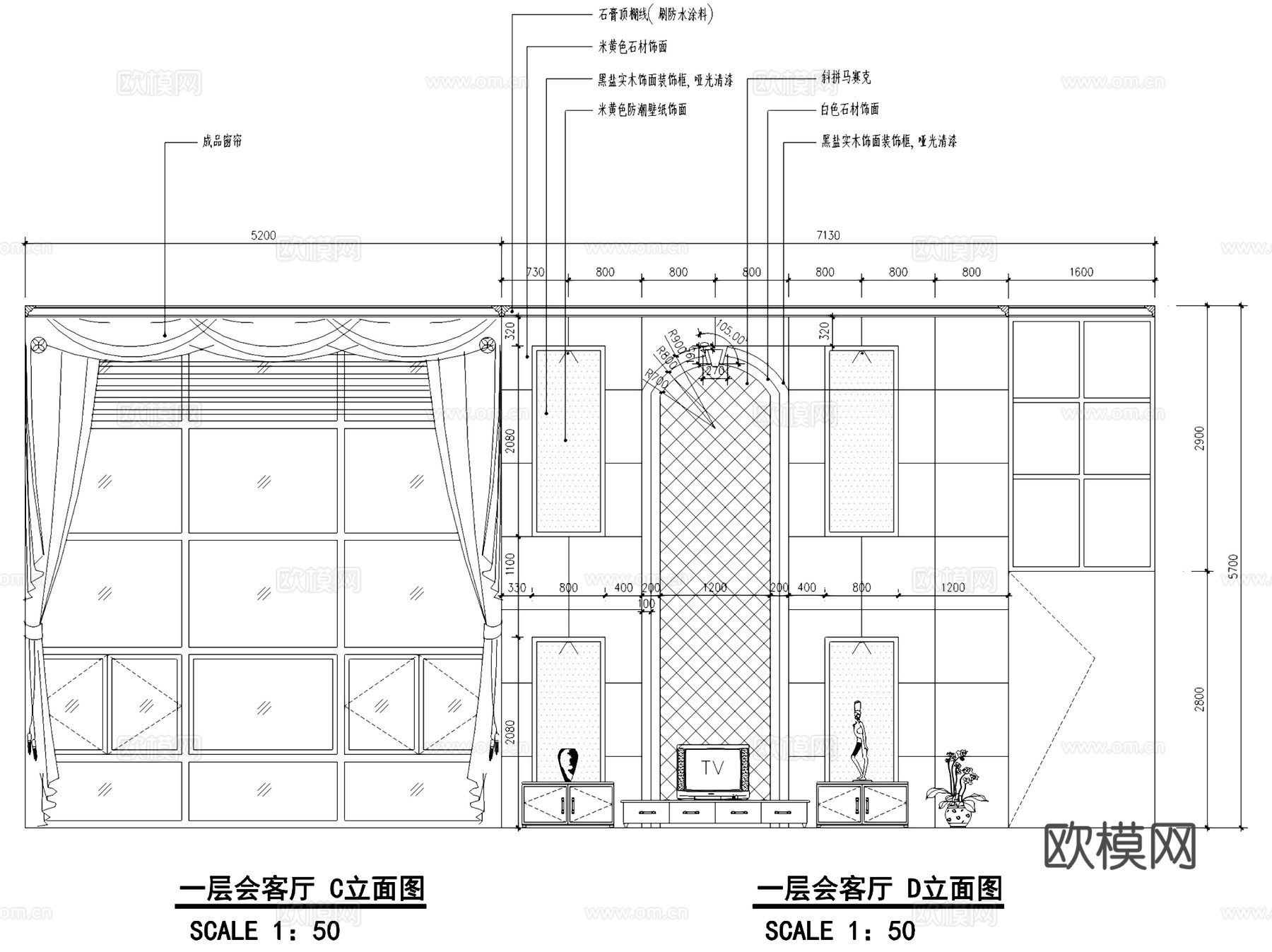 古典三层别墅室内家装CAD施工图cad施工图