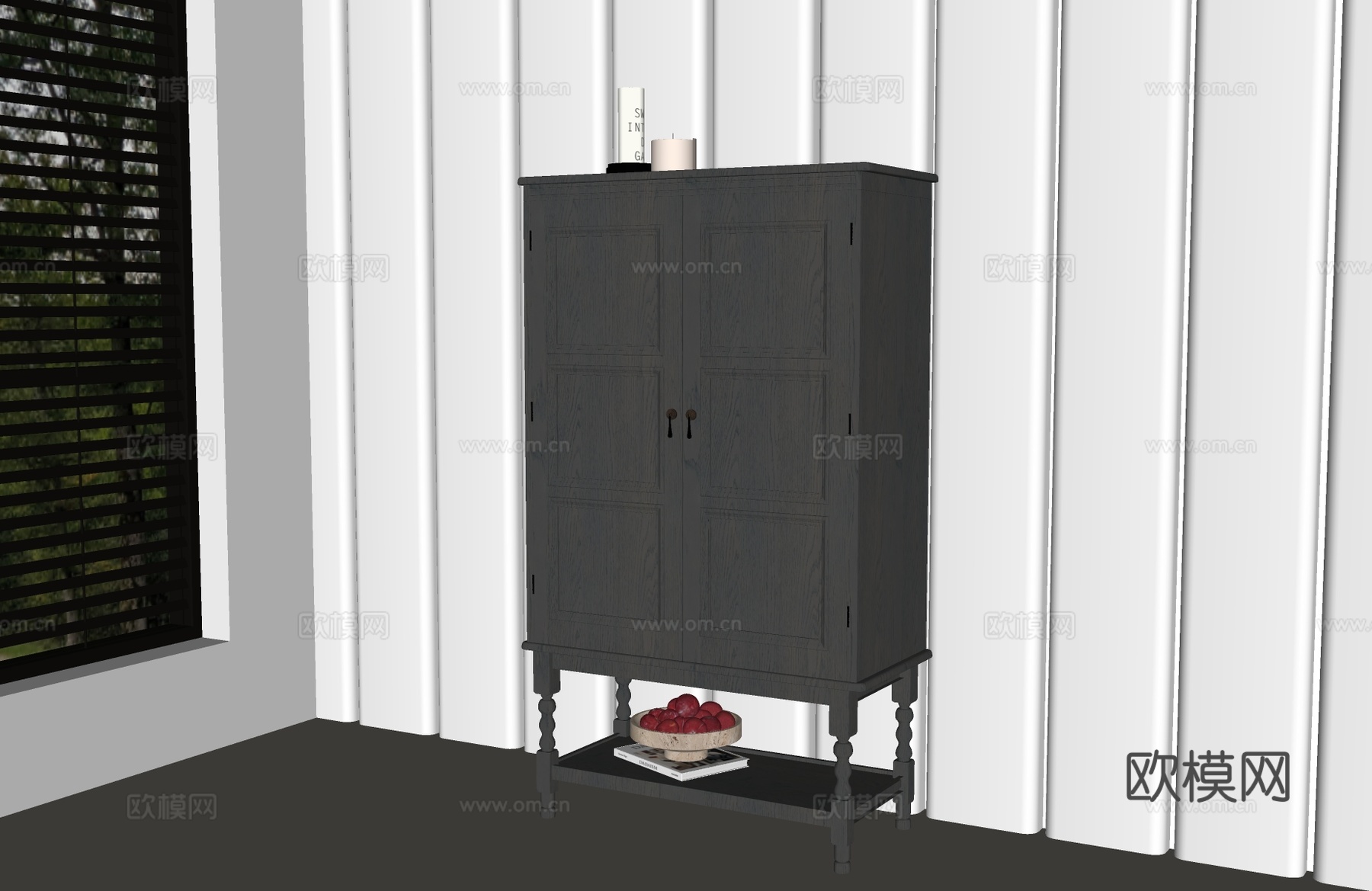美式斗柜 美式边柜 美式装饰柜 美式玄关柜 现代美式玄关柜su模型