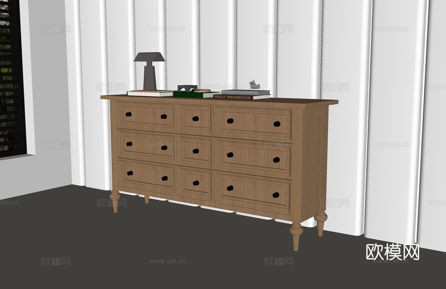 美式斗柜 美式边柜 美式装饰柜 美式玄关柜 现代美式玄关柜su模型