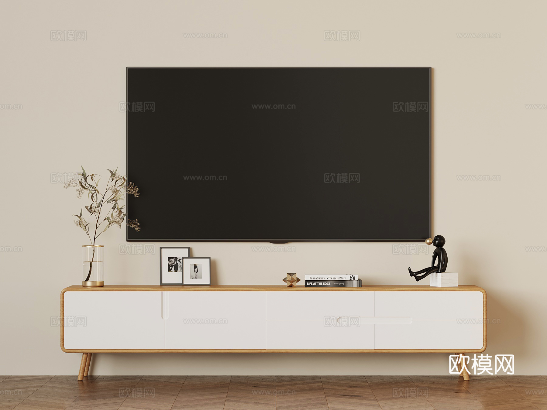 现代奶油床头柜su模型su模型