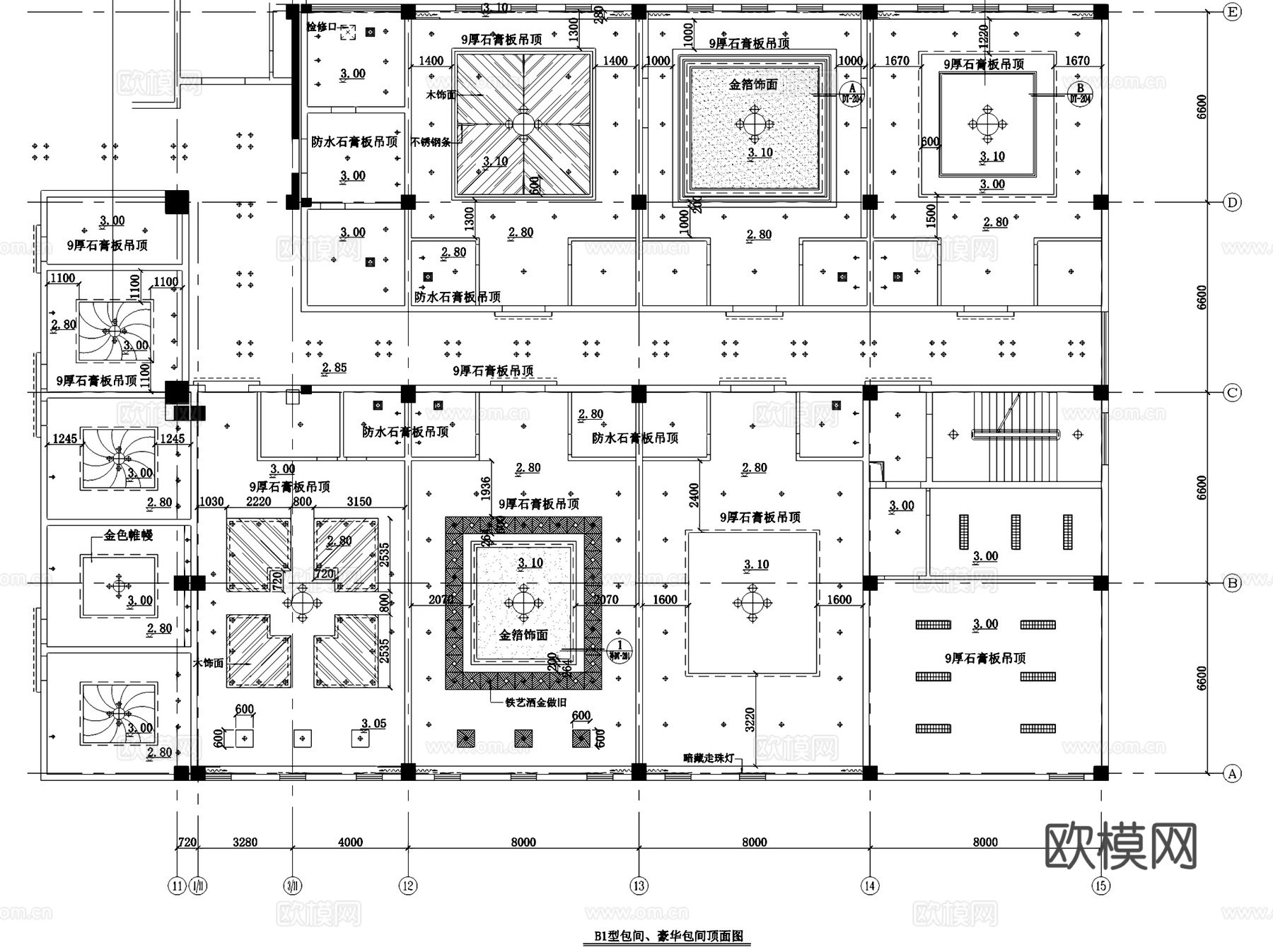 餐厅饭店豪华包间包厢室内工装CAD施工图cad施工图