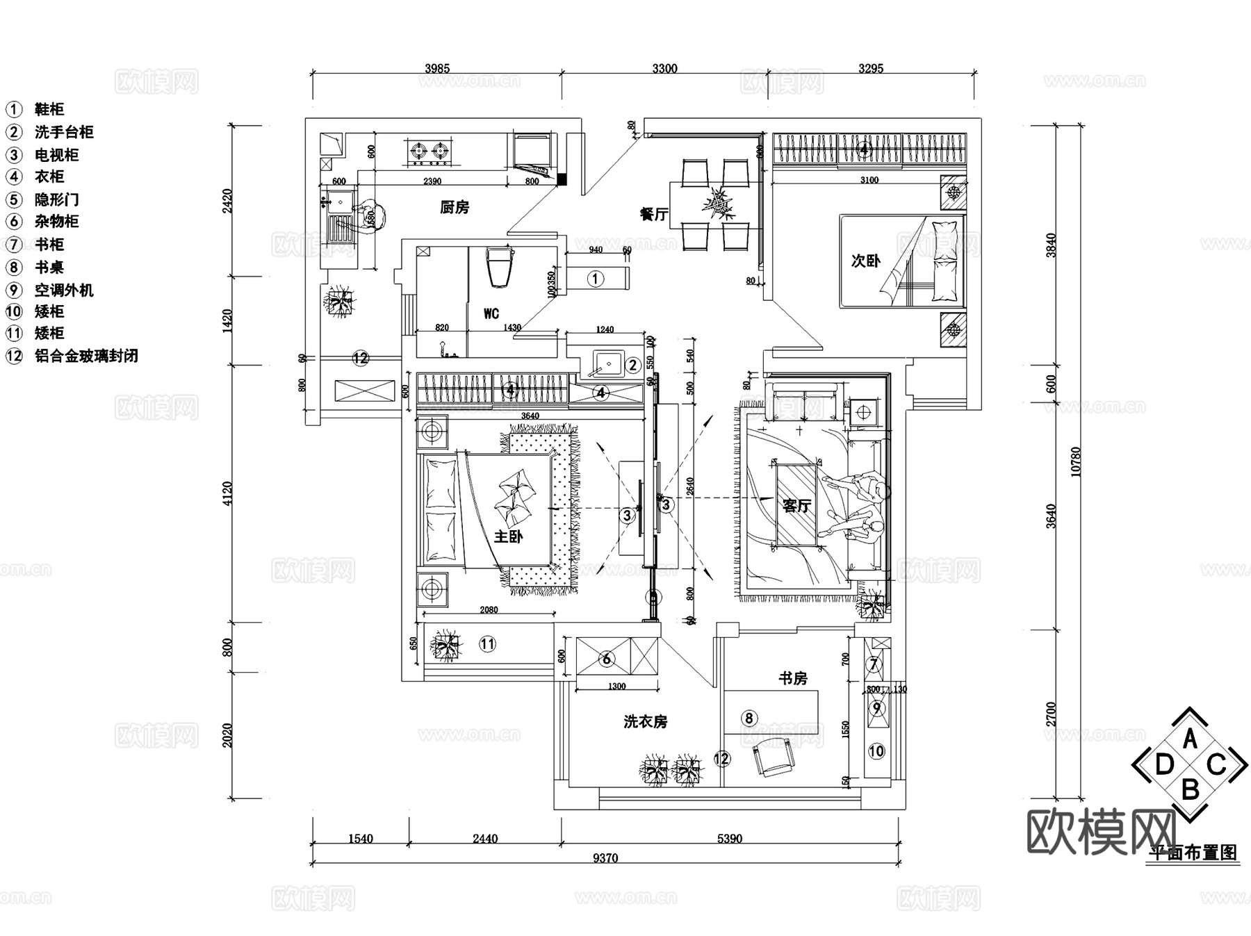 华润合肥幸福里3-15平层室内家装CAD施工图cad施工图