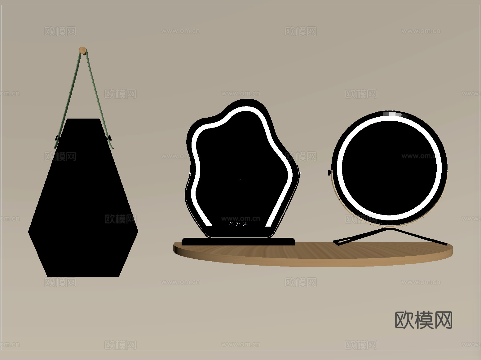 现代镜子 异形镜子 装饰镜子 化妆镜su模型